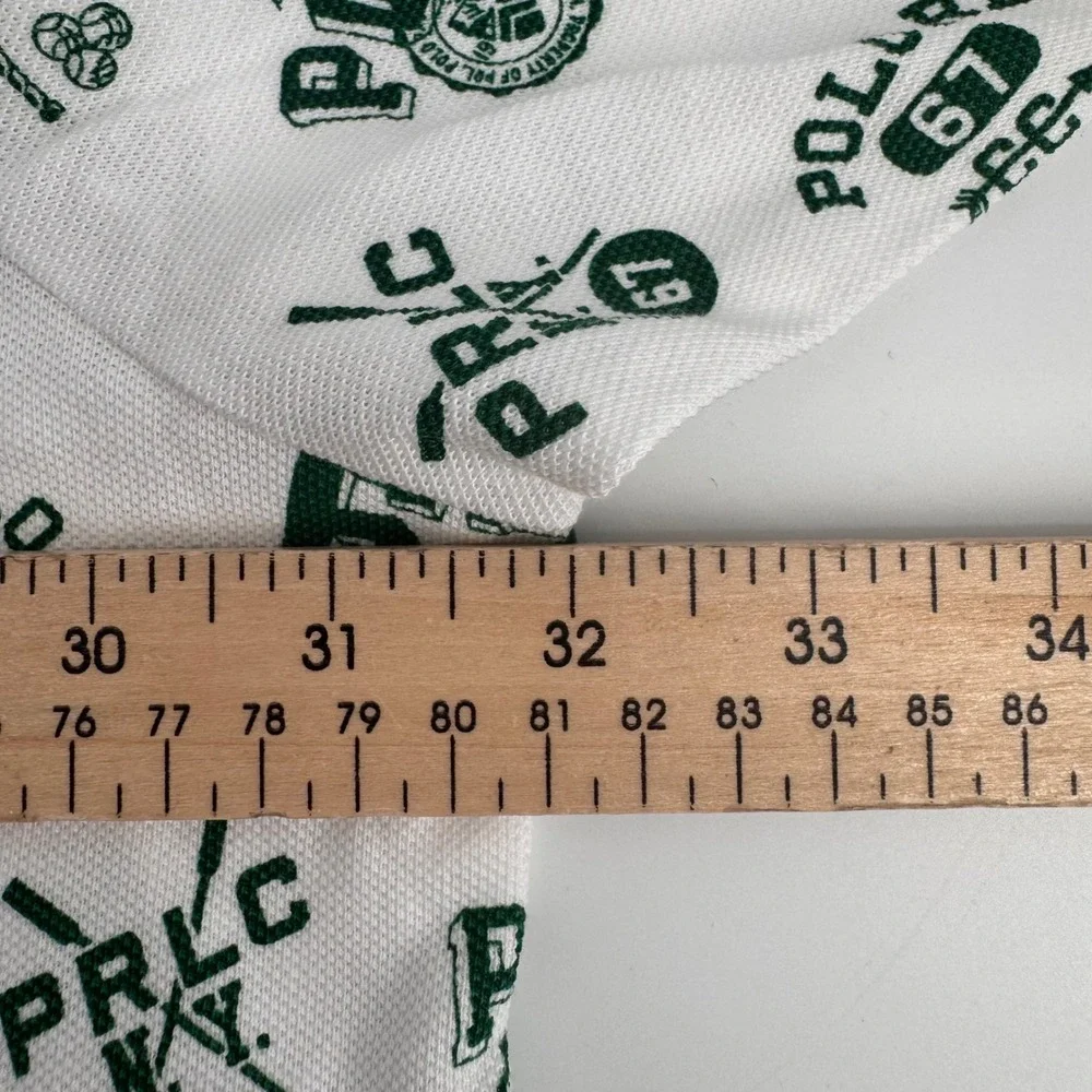 Polo Ralph Lauren Polo Shirt Men 4XB White Green All Over Tennis Print New
